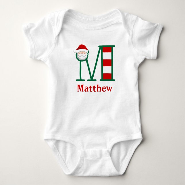 Body Bodysuit de Noël Père Noël pour bébé monogramme M (Devant)