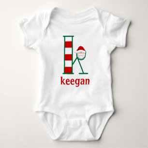 Body Bodysuit de Noël Père Noël rayé pour bébé monogram