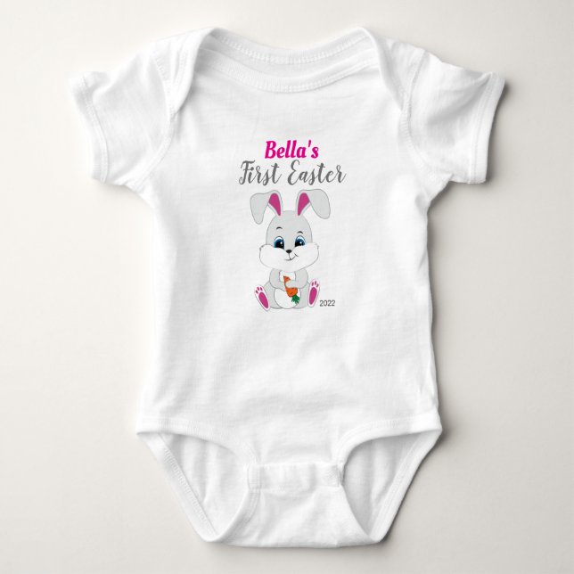 Body Bodysuit de Pâques avec lapin mignon pour bébé fil (Devant)