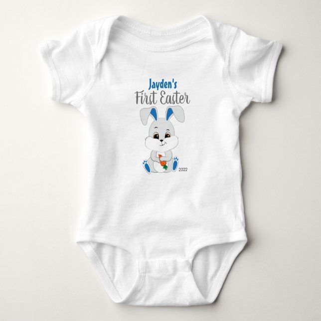 Body Bodysuit de Pâques avec lapin mignon pour bébé gar (Devant)
