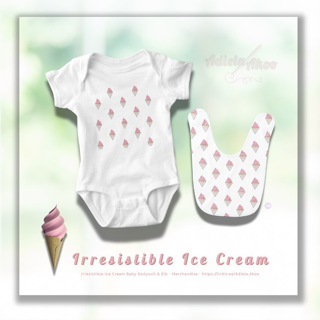 Body Bodysuit Irrésistible en crème glacée par Adiela A (Irresistible IceCream Baby Bodysuit & Bib by Poet Adiela Akoo. SHOP my store for more fab baby finds)