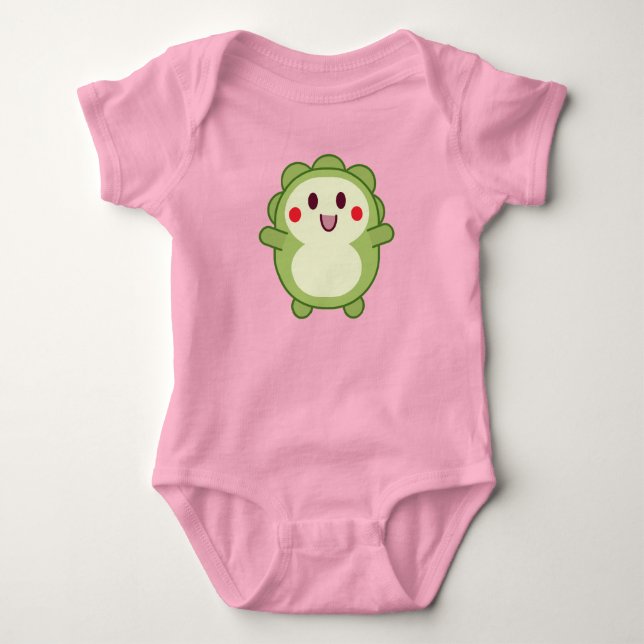 Body Bodysuit Kawaii Dinosaur bébé en rose (Devant)