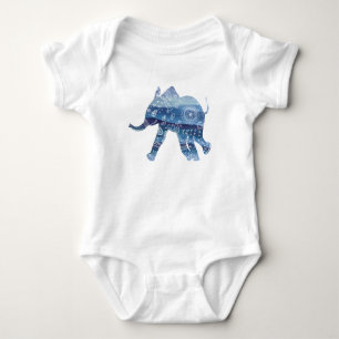 Body Bodysuit Mandala elephal Jersey, Blanc