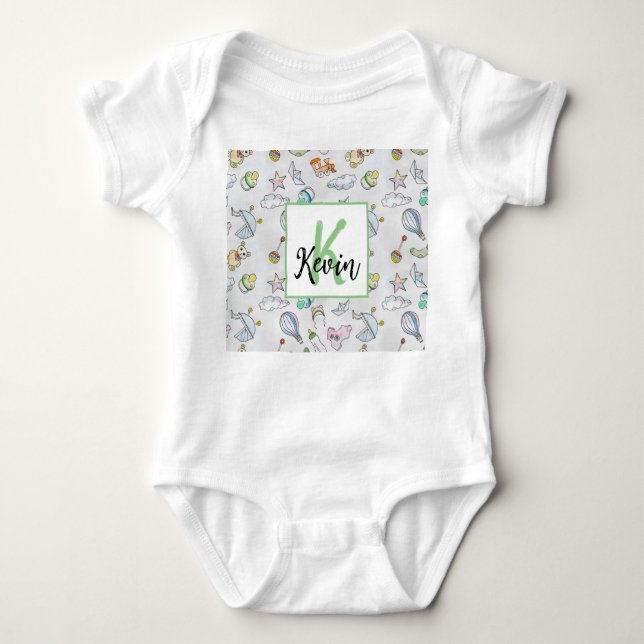 Body Bodysuit monogramme pour bébé personnalisable (Devant)