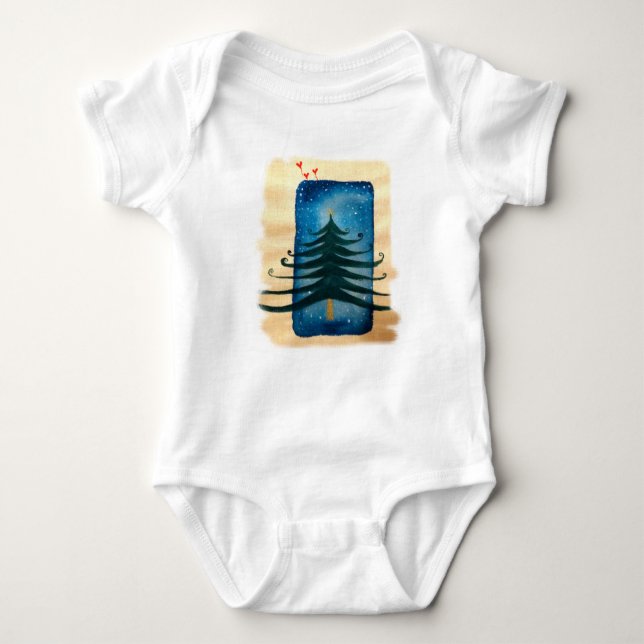 Body Bodysuit New Year Tree Baby Jersey, Blanc (Devant)