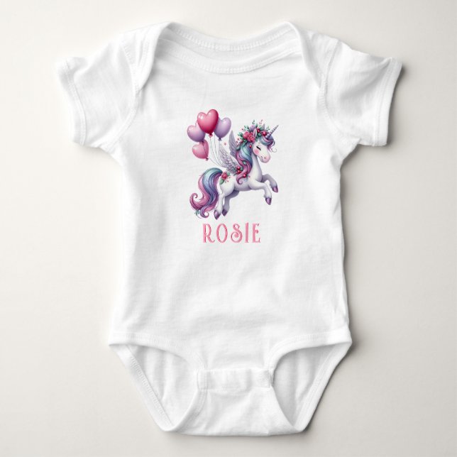 Body Bodysuit personnalisé Pastel Rainbow Unicorn Baby (Devant)