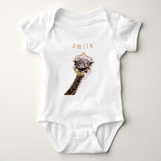 Body Bodysuit pour bébé amusant avec autruche joueuse - (Devant)