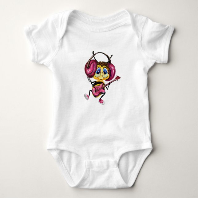 Body Bodysuit pour bébé amusant avec guitare Joueuse Be (Devant)
