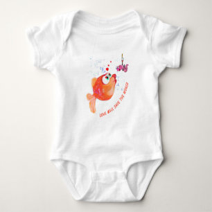 Body Bodysuit pour bébé amusant avec Happy Fish et Worm
