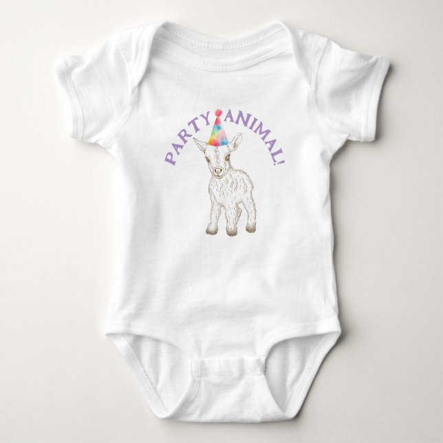Body Bodysuit pour bébé animal de fête - Funny Chèvre 1 (Devant)