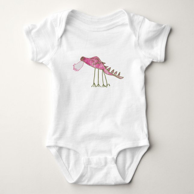 Body Bodysuit pour bébé Dragon rose et vert (Devant)
