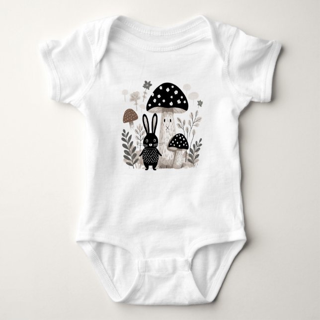 Body Bodysuit pour bébé lapin folk scandinave (Devant)