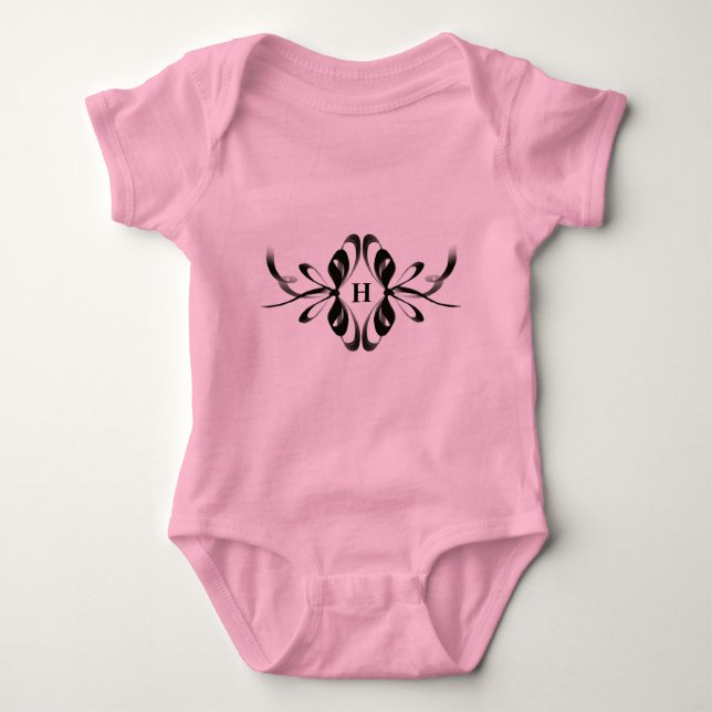 Body Bodysuit pour bébé rose avec Élégant Monogramme po (Devant)