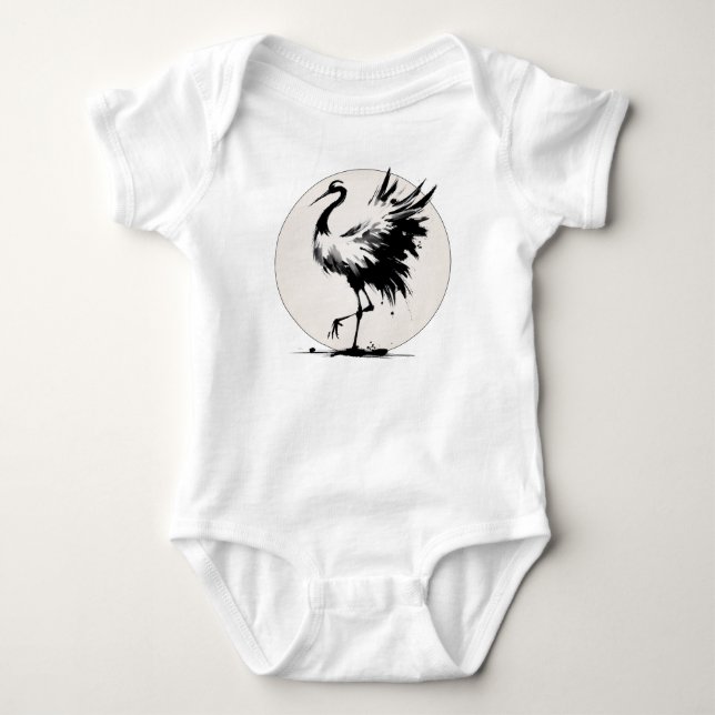 Body Bodysuit pour bébé Sumi-e Crane (Devant)