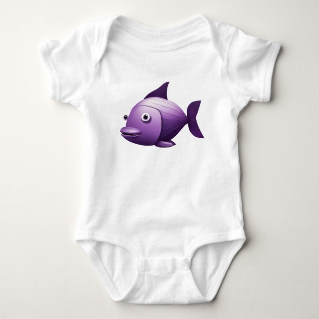 Body Bodysuit Purple Fish Baby Jersey (Devant)