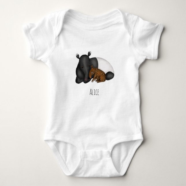 Body Bodysuit Tapir bébé une pièce avec le nom du bébé (Devant)