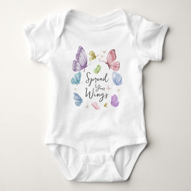Body Boho Étends Tes Ailes Papillon Bébé Une Pièce (Devant)