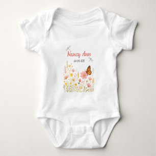 Body Boho Little Fleur sauvage Nom de bébé personnalisé
