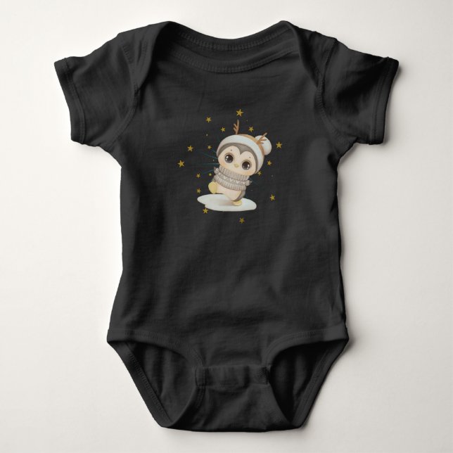 Body Boho Penguin d'hiver avec Stars Bodysuit bébé (Devant)