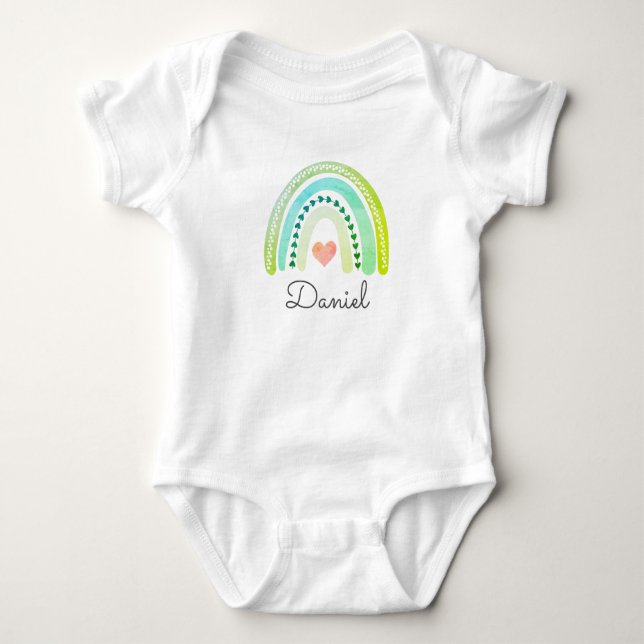 Body Boho personnalisé Rainbow Baby Name Heart Pastel (Devant)
