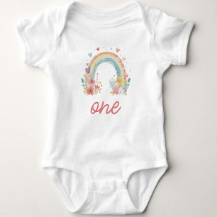 Body Boho Rainbow Floral Pastel "Un" Premier Anniversai