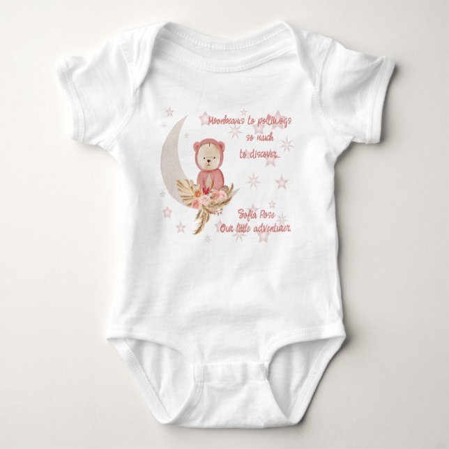 Body Boho rose ours lune vêtements bébé (Devant)