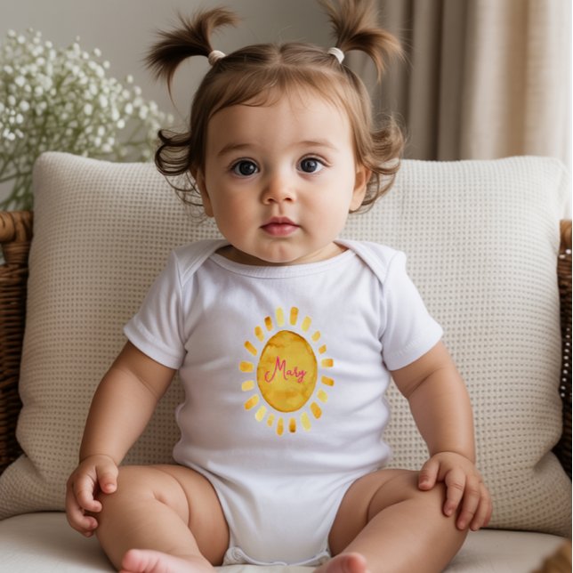 Body Boho Soleil Jaune Nom Personnalisé (Créateur téléchargé)