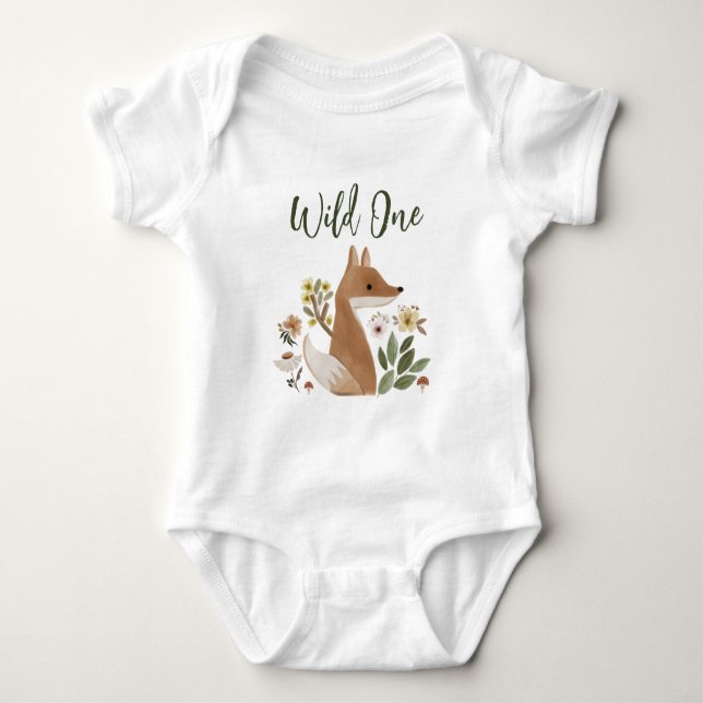Body Boho Woodland Fox Wild One Baby Bodysuit   (Devant)