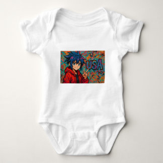 Body Bold Red Anime USA Graphic T-Shirt