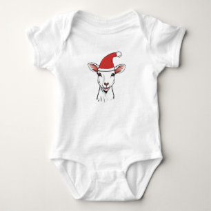 Body Bonne chèvre de Noël avec le chapeau de Noël, chèv