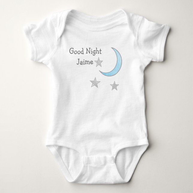 Body Bonne nuit (Nom du bébé) Lune bleue et étoiles rêv (Devant)