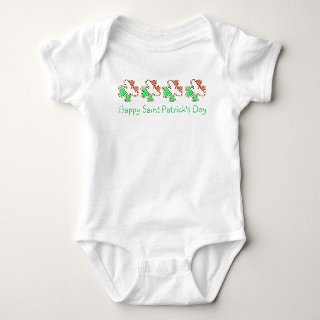 Body Bonne St. Patrick's Day Irlandais Drapeau Shamrock (Devant)