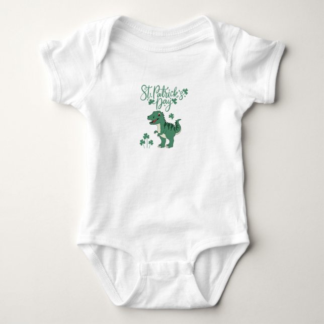 Body Bonne tenue pour bébé St. Patrick's Day Dino (Devant)