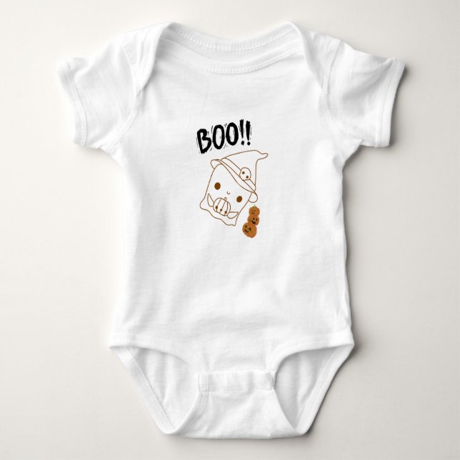 Body Boo-tiful Citrouille Baby Bodysuit - mignon Ghost  (Devant)
