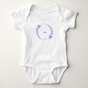 Body Bordure florale bleue avec nom
