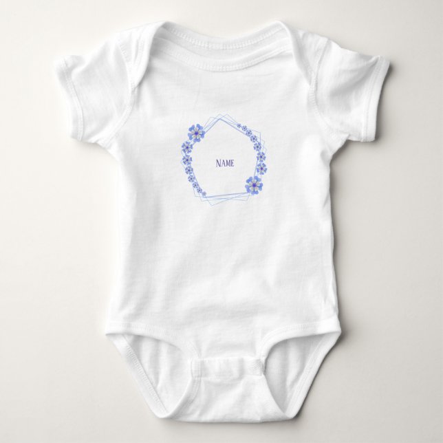Body Bordure florale bleue avec nom (Devant)