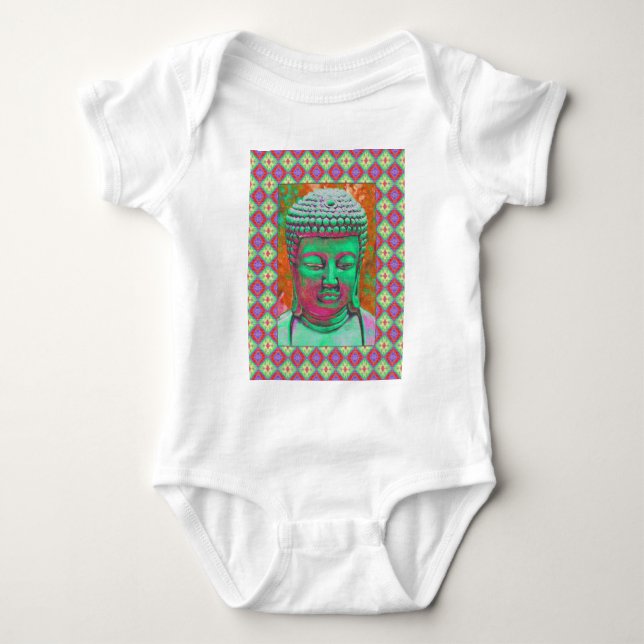 Body Bouddha Pop avec des bordures en Patchwork en vert (Devant)