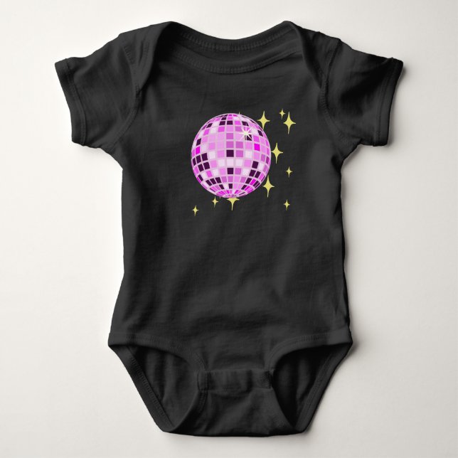 Body Boule Disco Moderne Rose violet Rétro Noir (Devant)