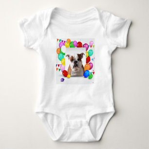Body Bouledogue avec ballons colorés thème d'anniversai