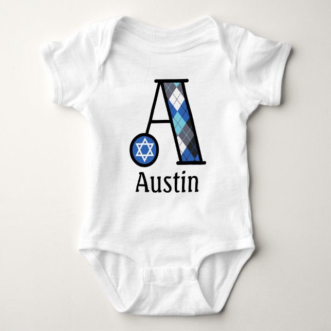 Body Boy's Star of David Hanoukka Bodysuit monogramme A (Devant)