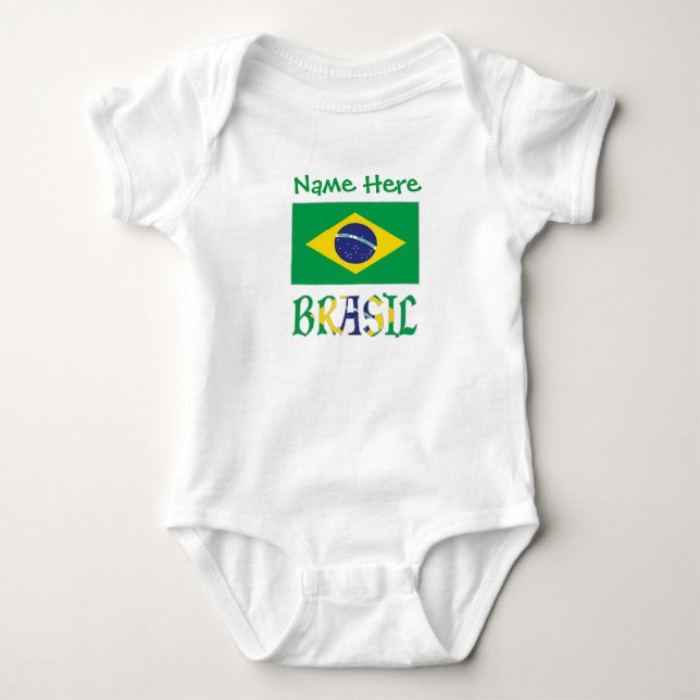 Body Brésil Drapeau Brésil Nom Personnalisé (Devant)