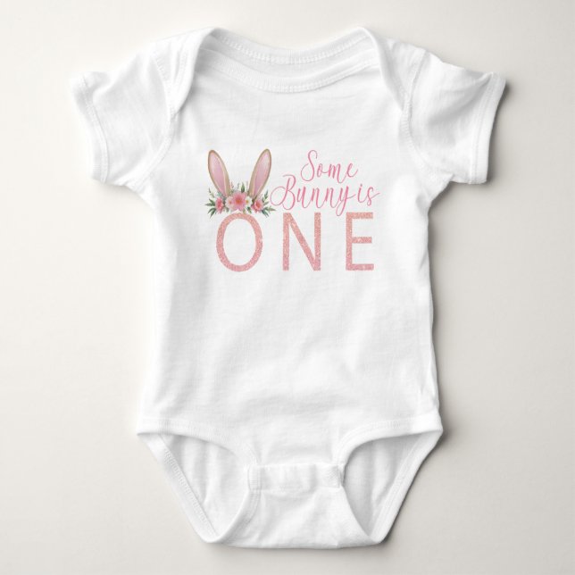 Body Bunny rose floral Premier maillot de naissance (Devant)