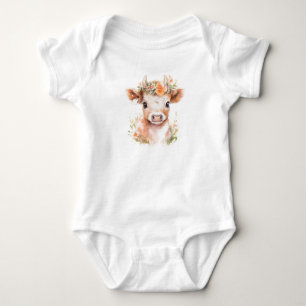 Body Cadeau baby shower, Veau de vache bébé avec fleurs