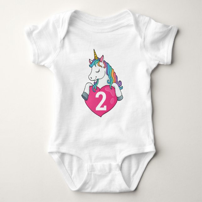 Body Cadeau de 2e anniversaire Licorne mignonne pour fi (Devant)