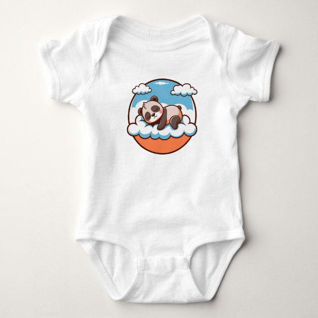 Body ☁️🐼 Cadeau de bébé panda dormant mignon en nuage  (Devant)