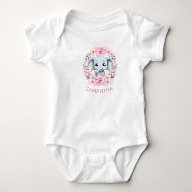 Body Cadeau de bodysuit personnalisé pour bébé éléphant (Devant)