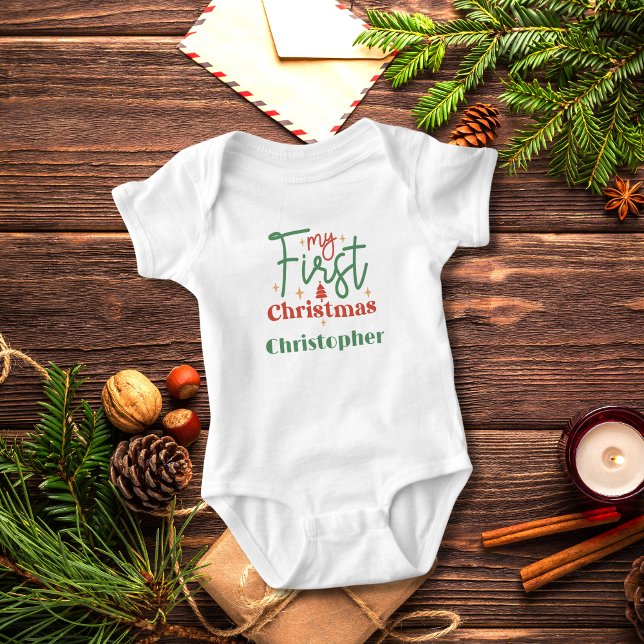 Body Cadeau de Noël personnalisé pour bébé, premier Noë (Personalized Babies First 1st Christmas Baby Body Suit)