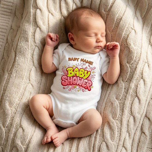 Body Cadeau personnalisé de douche de bébé avec nom de  (Créateur téléchargé)