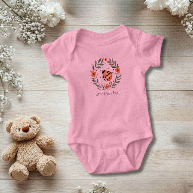 Body Cadeau personnalisé Lady Bug Aquarelle Florals (Personalized Lady Bug Baby Girl Baby body suit. Baby Shower new baby gift. )