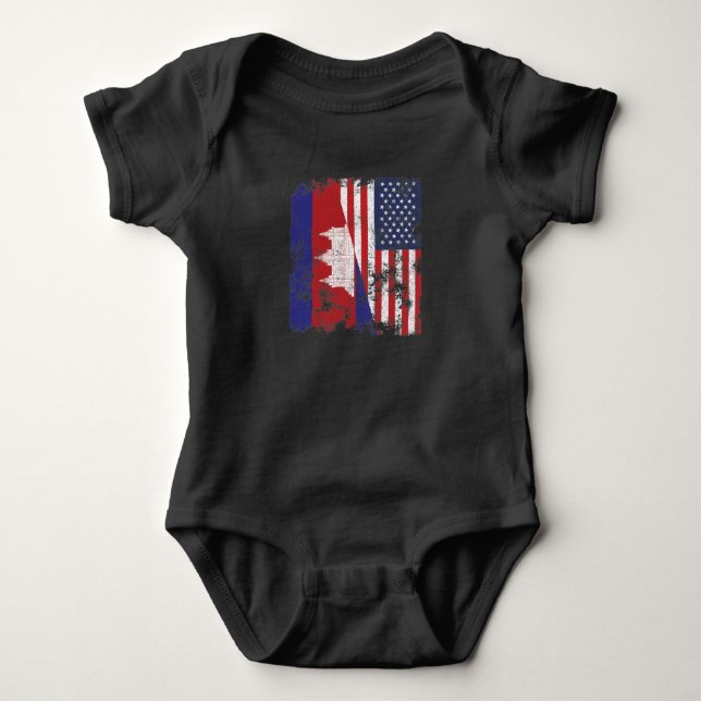 Body Cambodia USA Flag - Half American (Devant)